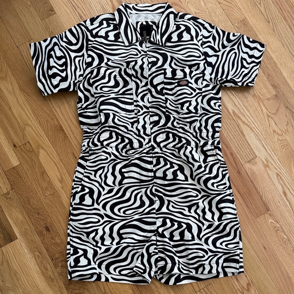 Dickies Black and White Zebra Print Romper